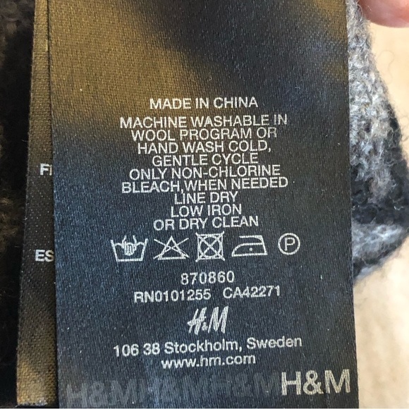 H&M Hound's-tooth Scarf/Wrap Fringe Acrylic Wool Blend Black & Gray Unisex Large - Picture 4 of 4